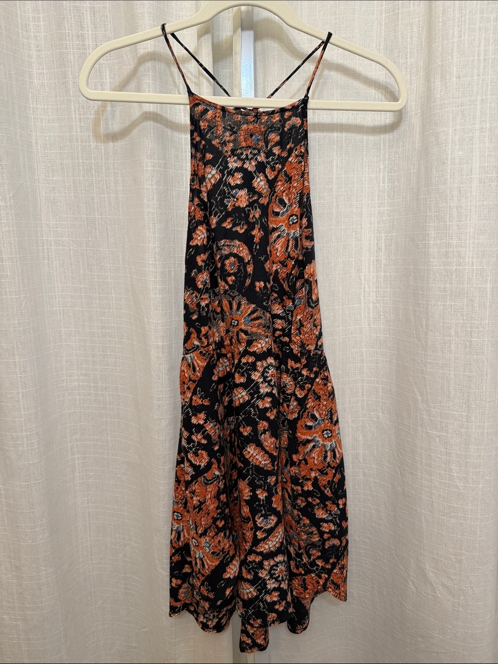 Black & Rust Floral Strappy Sundress